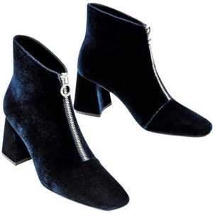 Zara Navy Velvet Booties